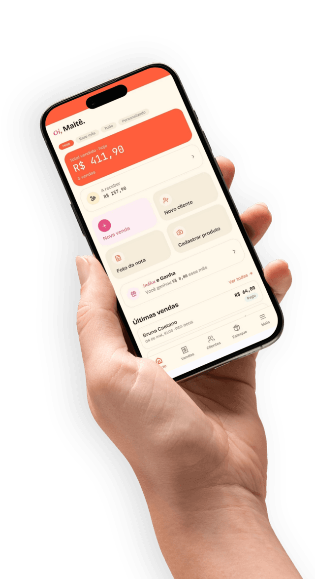 Tela do RevendeBem — app de gestão para revendedoras